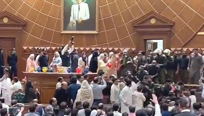 In Pakistan's parliament, the deputy speaker was beaten by Imran's party MPs