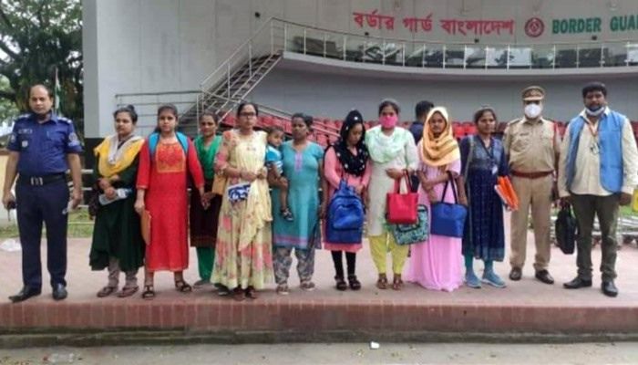 Nine Bangladeshis returned home after serving their sentences in India